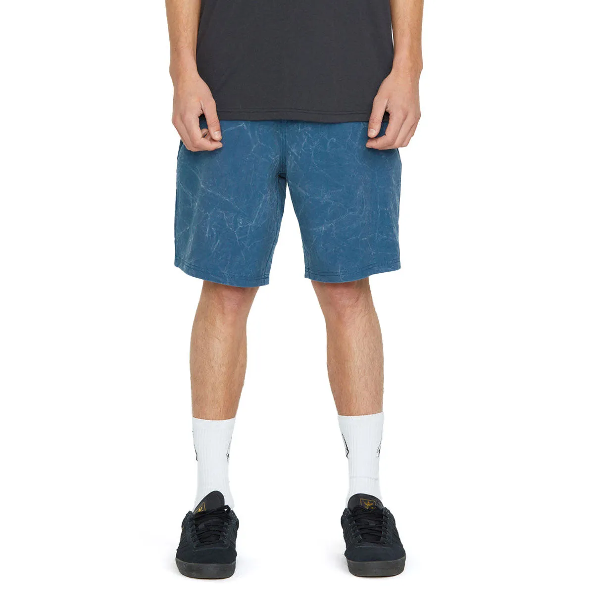 Quick Pocket Access Volcom Stone Faded Hybrid 19 Shorts - Deep Blue