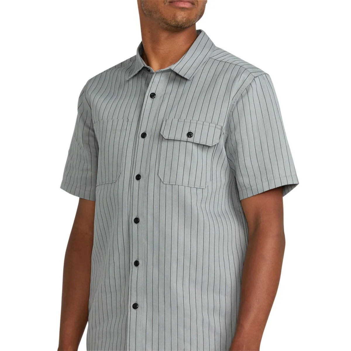 Comfort Fit Stretchable Cloth Volcom Trade Stone Shirt - Tower Grey