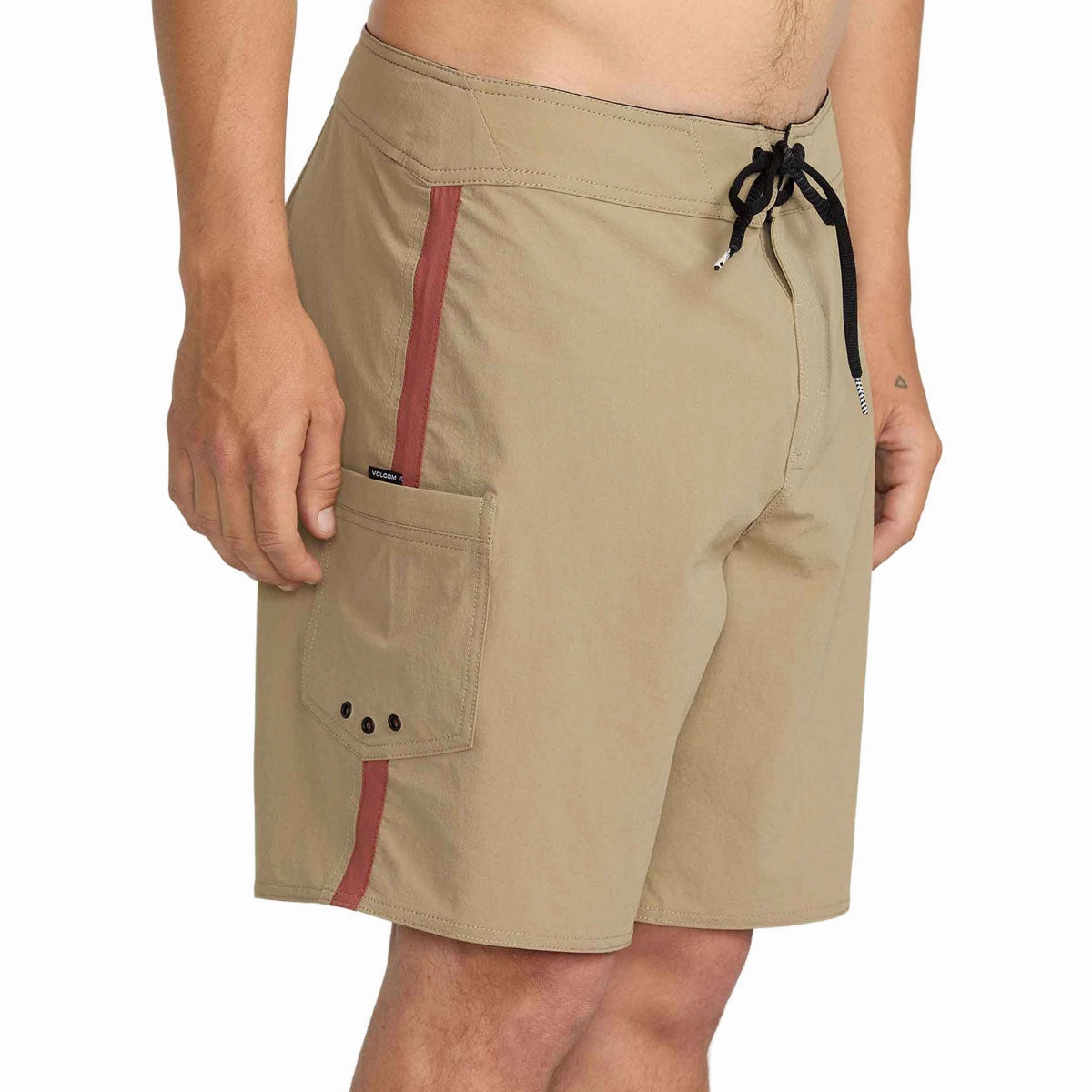 Volcom Command Mod 18 Boardshorts - Khaki Light Reflective Details