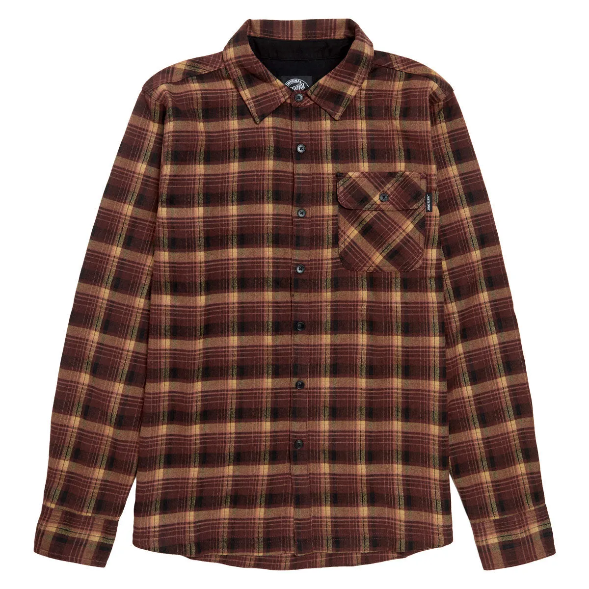 wrinkle free Santa Cruz Classic Long Sleeve Flannel Shirt - Red Plaid