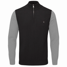 right for beach trips Oscar Jacobson Waldorf Pin 1/2 Zip Pullover - Black/Light Grey
