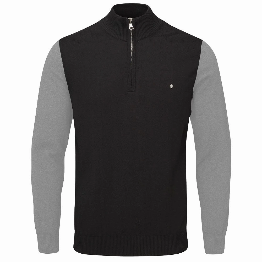 right for beach trips Oscar Jacobson Waldorf Pin 1/2 Zip Pullover - Black/Light Grey