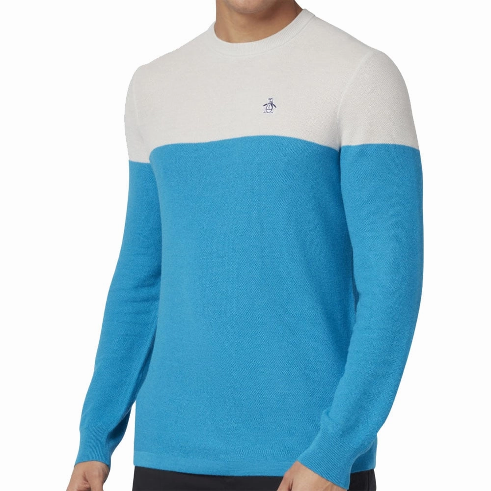 Relaxed Fit Hoodie Comfy Wear Original Penguin Colour Block Sweater - Pearl Blue