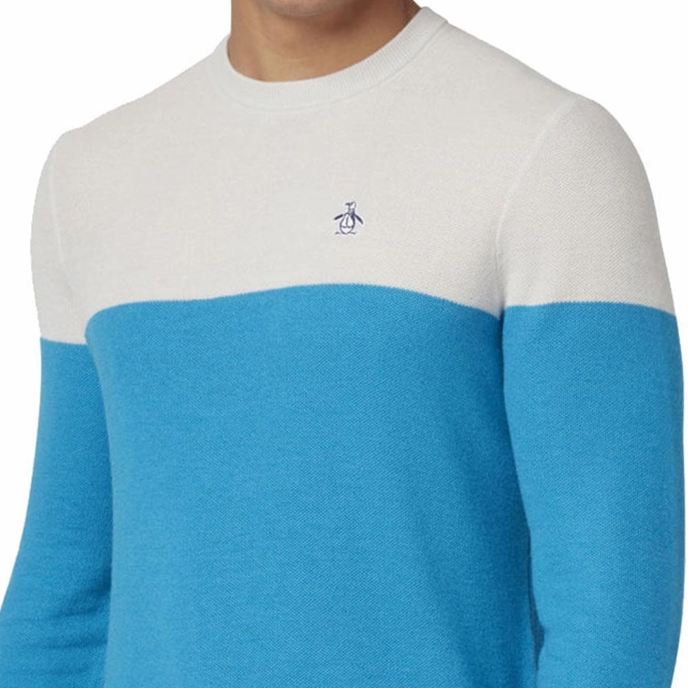 Cozy And Warm Original Penguin Colour Block Sweater - Pearl Blue