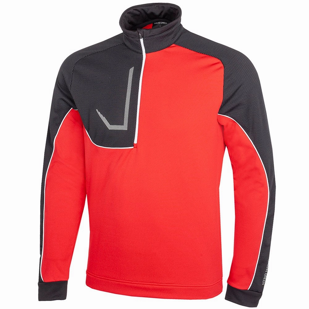 product marbled pattern Galvin Green Daxton 1/2 Zip Insula Pullover - Red/Forged Iron/White