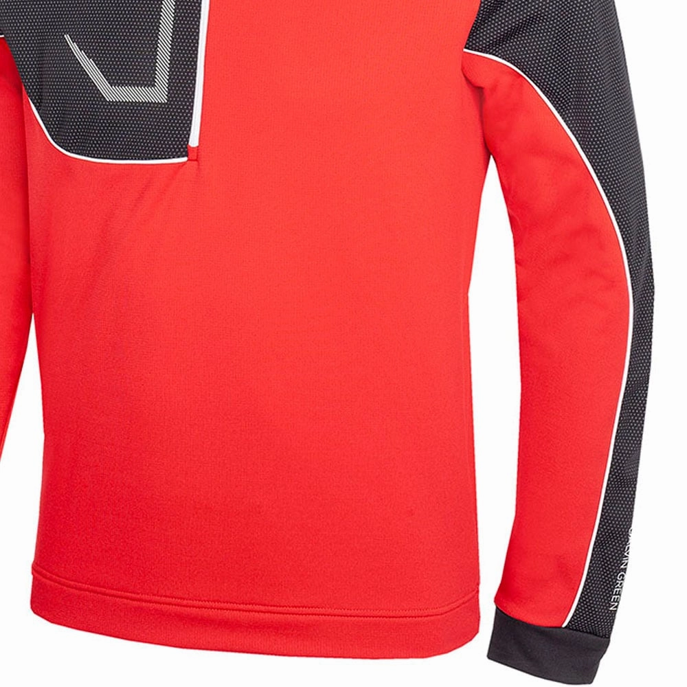 Everyday Essentials Galvin Green Daxton 1/2 Zip Insula Pullover - Red/Forged Iron/White
