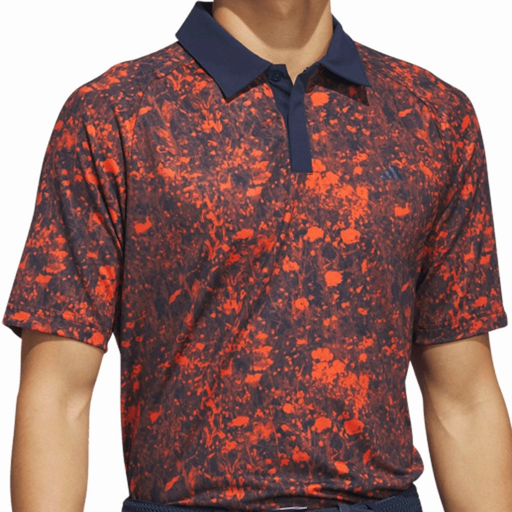 Outdoor Ready Seasonal Comfort Style adidas Mesh Print Polo Shirt - Collegiate Navy/Preloved Red