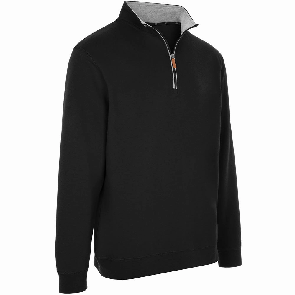 ProQuip Mistral 1/4 Zip Sweater - Black Vintage Look Kangaroo Pocket