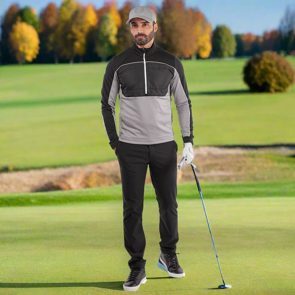 Galvin Green Douglas 1/4 Zip Pullover - Sharkskin/Black Layered Wear Chilly Weather Style