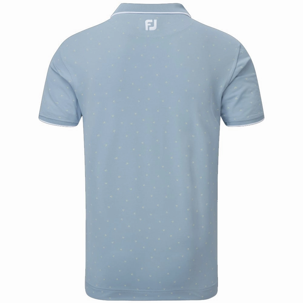 FootJoy Push Play Print Pique Polo Shirt - Dove Grey/Lemonade Wrinkle Resistant Material Classic Comfort