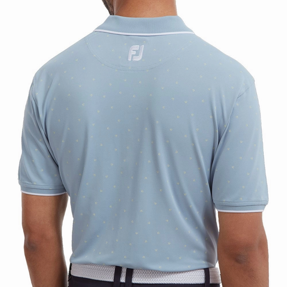 FootJoy Push Play Print Pique Polo Shirt - Dove Grey/Lemonade Top Rated