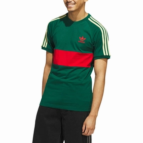 Adidas 3s Panel T-Shirt - Core Green/Better Scarlet Sporty Comfort Plus Size
