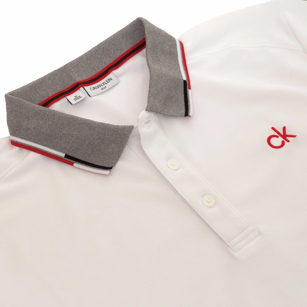 Stylish Layering Calvin Klein Snead Polo Shirt - White/Power Red