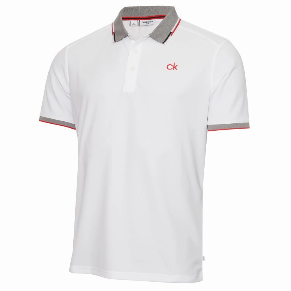 Relaxed Outfit Summer Ready Calvin Klein Snead Polo Shirt - White/Power Red