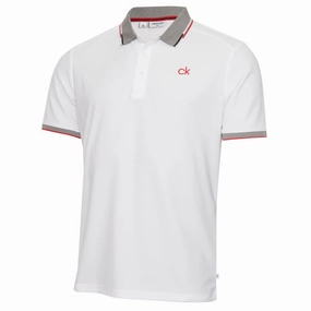 Relaxed Outfit Summer Ready Calvin Klein Snead Polo Shirt - White/Power Red