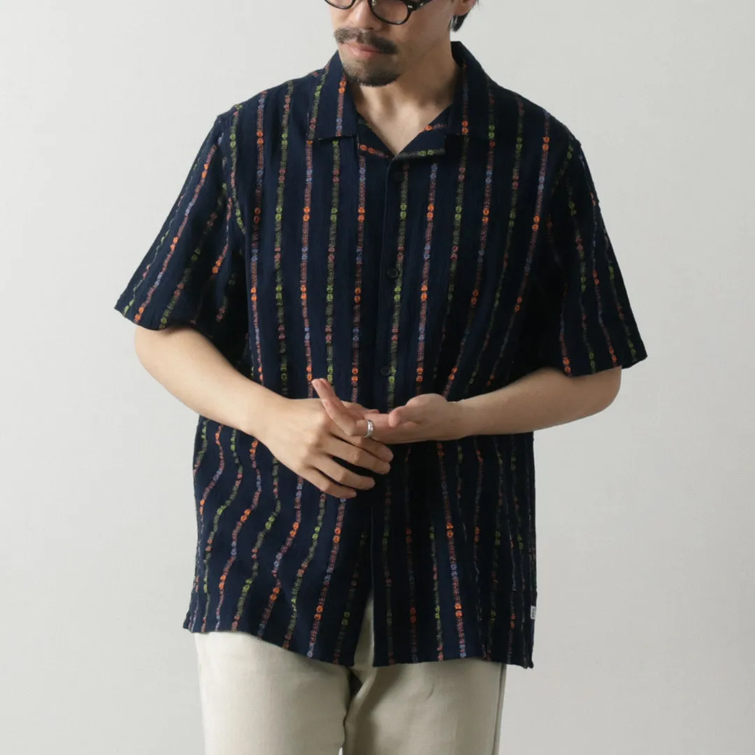 WAX LONDON / Didcot Short Sleeve Shirt Multi Loom Stripe First Date