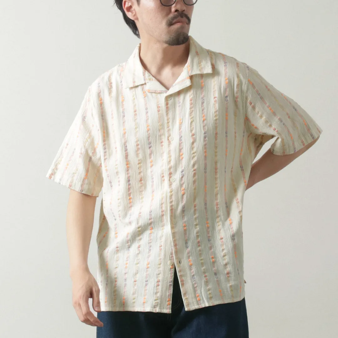 WAX LONDON / Didcot Short Sleeve Shirt Multi Loom Stripe Trendy Look Loose style