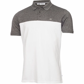 Calvin Klein Colour Block Polo Shirt - Charcoal Marl/White Outdoor Look