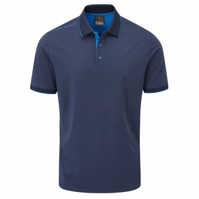 Oscar Jacobson Brandon Polo Shirt - Navy SoftenedTexturedWeave Non Restrictive Cut