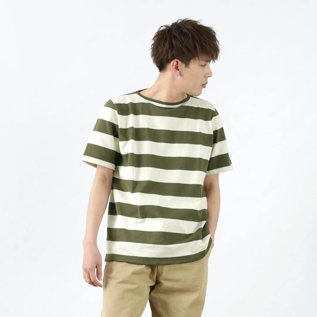 TIEASY / HDCS Boat neck Short Sleeve wide stripe basque shirt Quick Drying