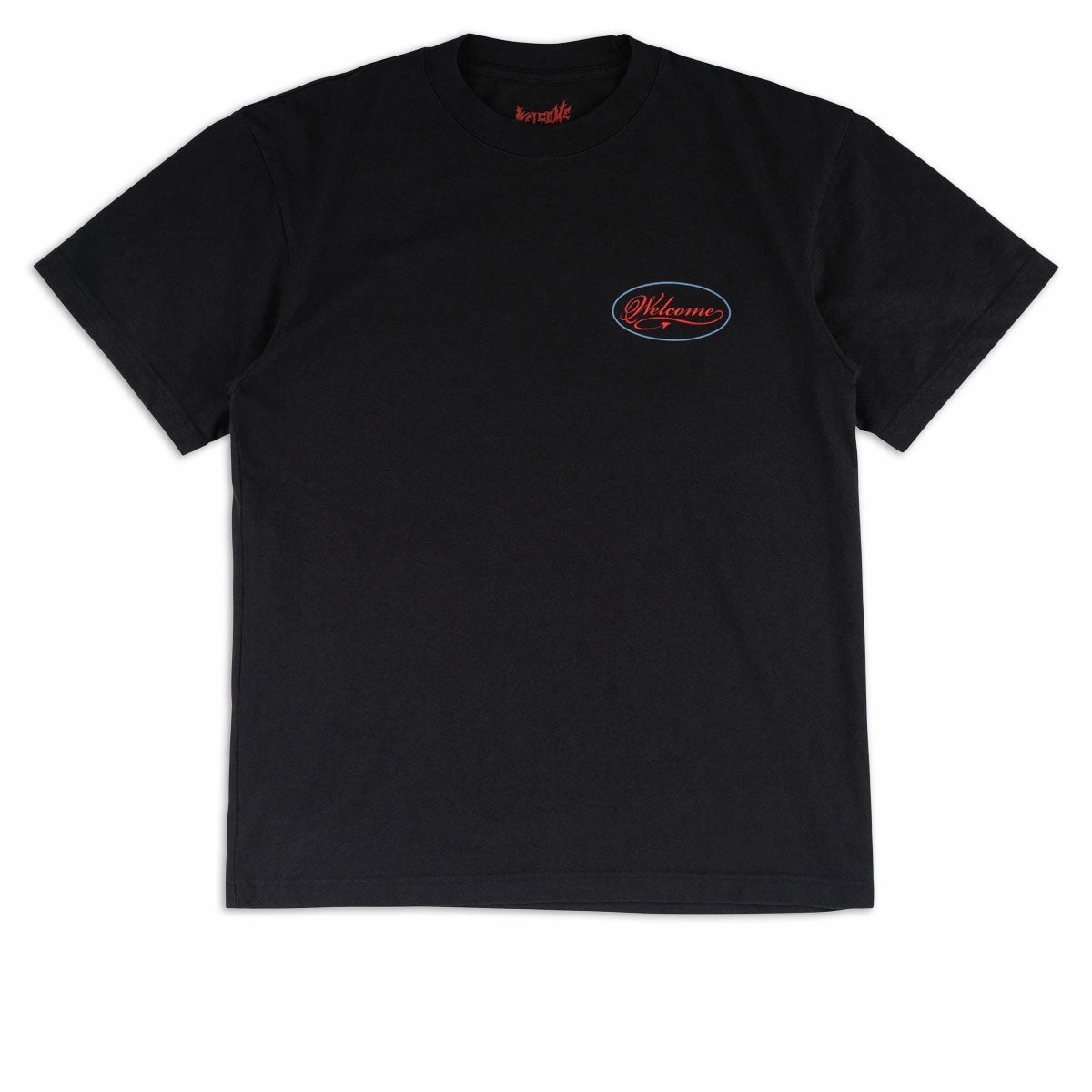 Water Based Ink Print Welcome Trade T-Shirt - Black