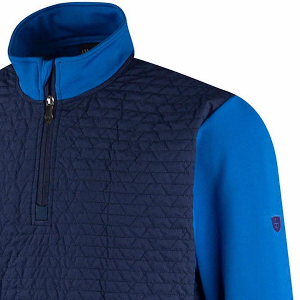 surfing suitable Streetwear Look Island Green 1/4 Zip Top With Padded Front Pullover - Navy