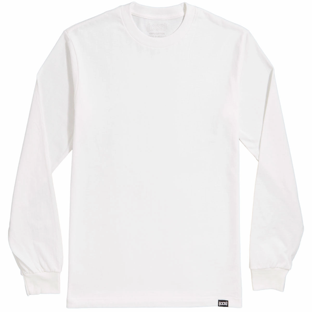 CCS OG Heavyweight Long Sleeve T-Shirt - White Low Profile Collar Layered Sleeve