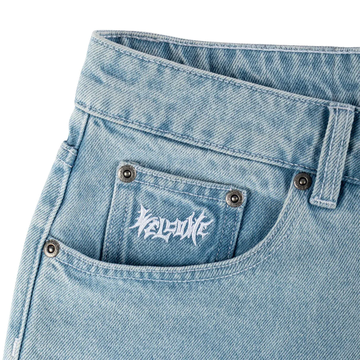 Welcome Linger Baggy Denim Shorts - Washed Blue Holiday Wear