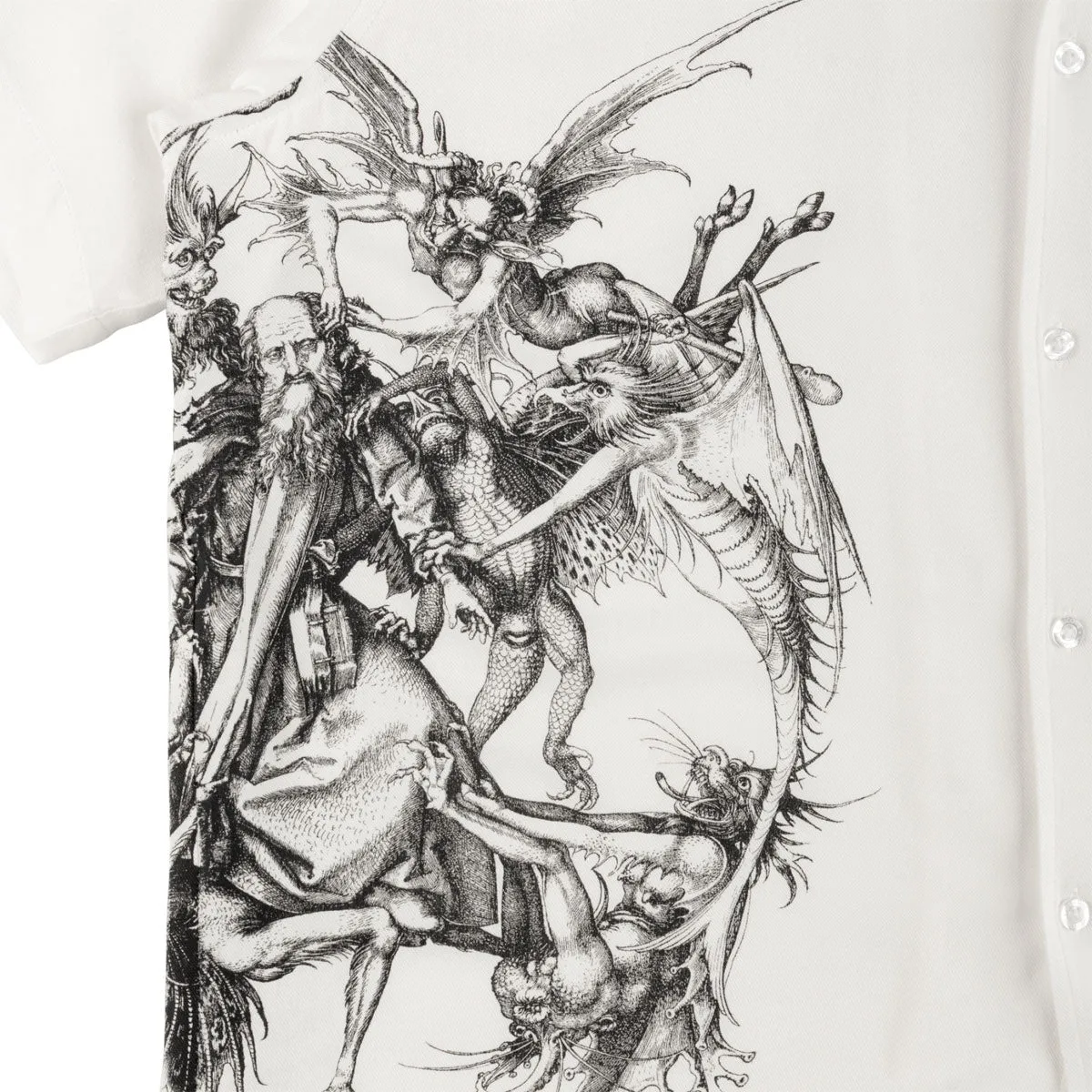 Welcome Torment Printed Linen Shirt - White Breathable Material