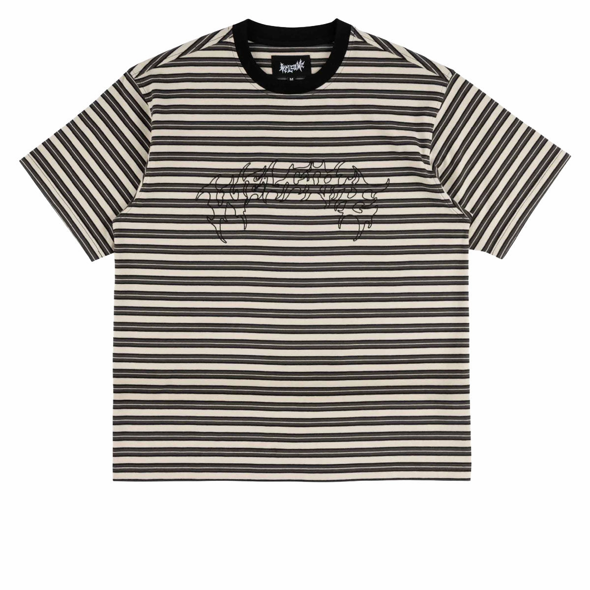 Light Fashion Welcome Concrete Striped Knit T-Shirt - Grey