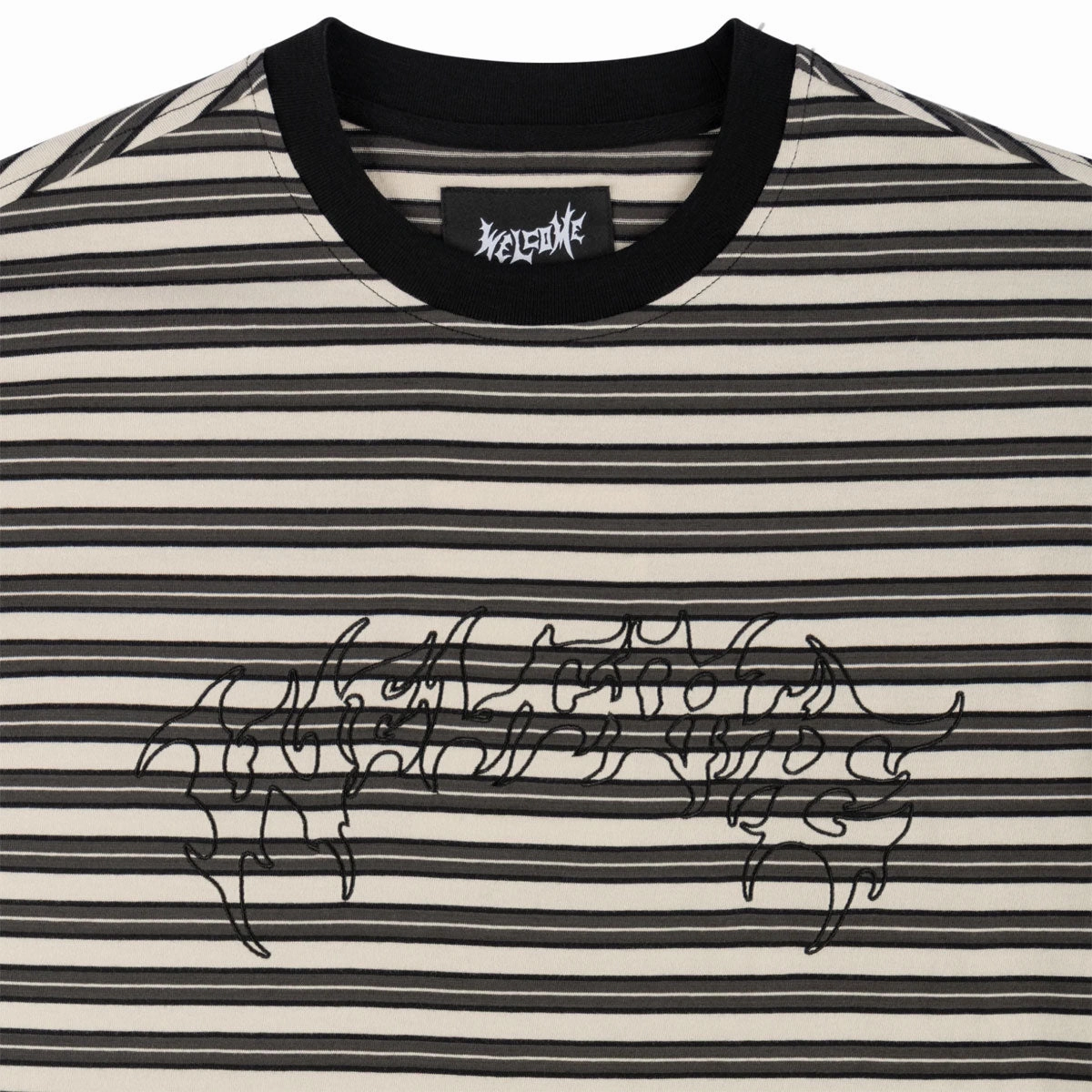 Welcome Concrete Striped Knit T-Shirt - Grey Outdoor Gear Relaxed Look