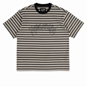 Light Fashion Welcome Concrete Striped Knit T-Shirt - Grey