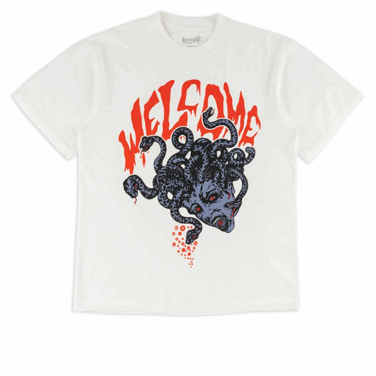 Floral Pattern Welcome Medusa T-Shirt - White/Red