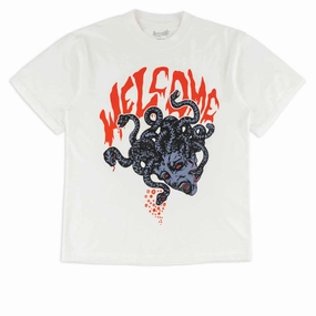 Floral Pattern Welcome Medusa T-Shirt - White/Red