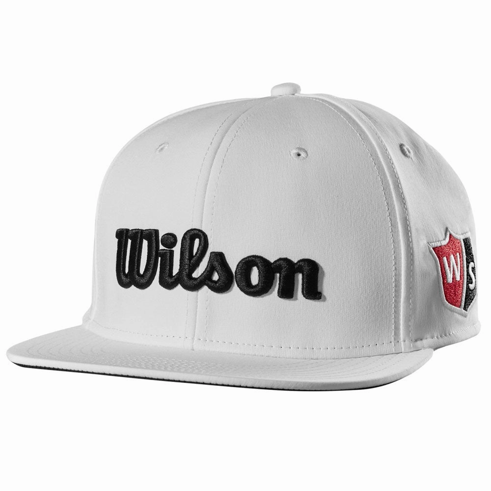 Wilson Tour Flat Brim Cap - White Monogram option Cooling Technology