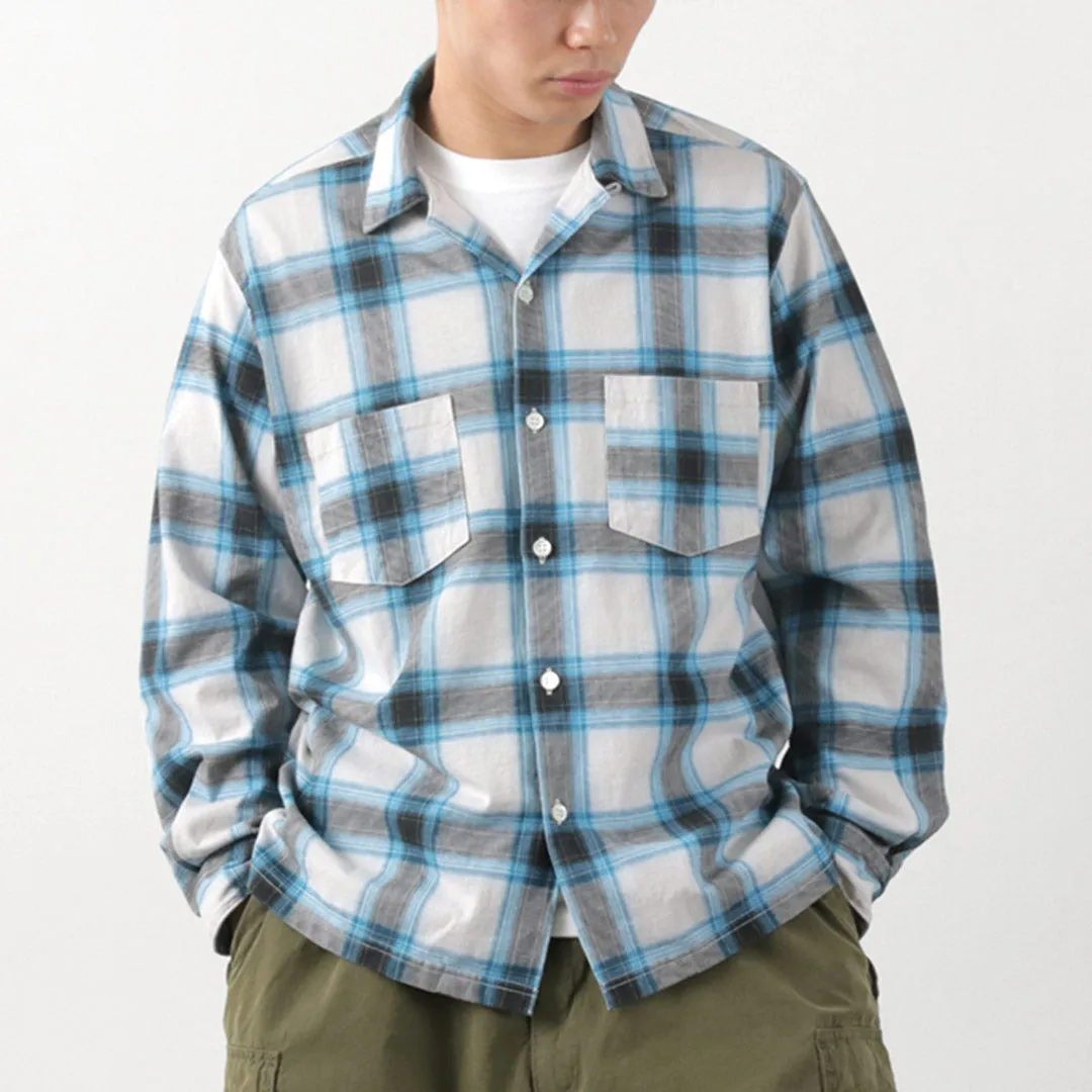 GOOD ON / Ombre Long Sleeve Open Collor Shirt Wrinkle-Free Nautical Look