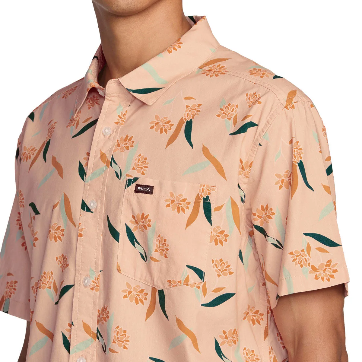 RVCA Botanical Shirt - Dusty Pink Comfort Wear Flexible Shoulder Panels