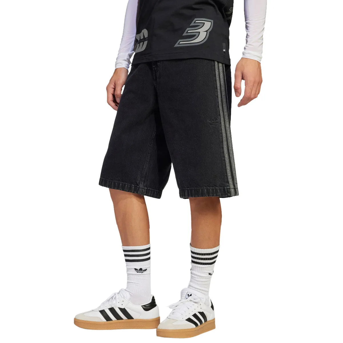 Adidas Denim Firebird Shorts - True Black Denim Durable Waistband Athletic Silhouette