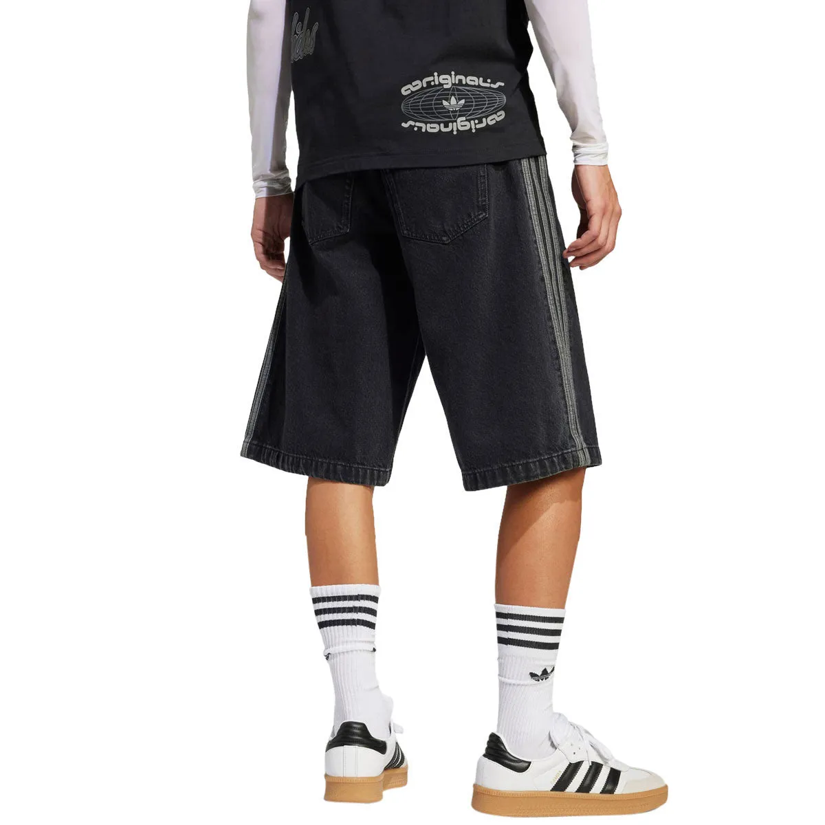 One-of-a-kind Airy Touch Adidas Denim Firebird Shorts - True Black Denim