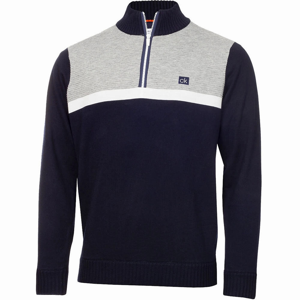 product recommendation Calvin Klein Magnet 1/2 Zip Lined Sweater - Navy/Grey Marl