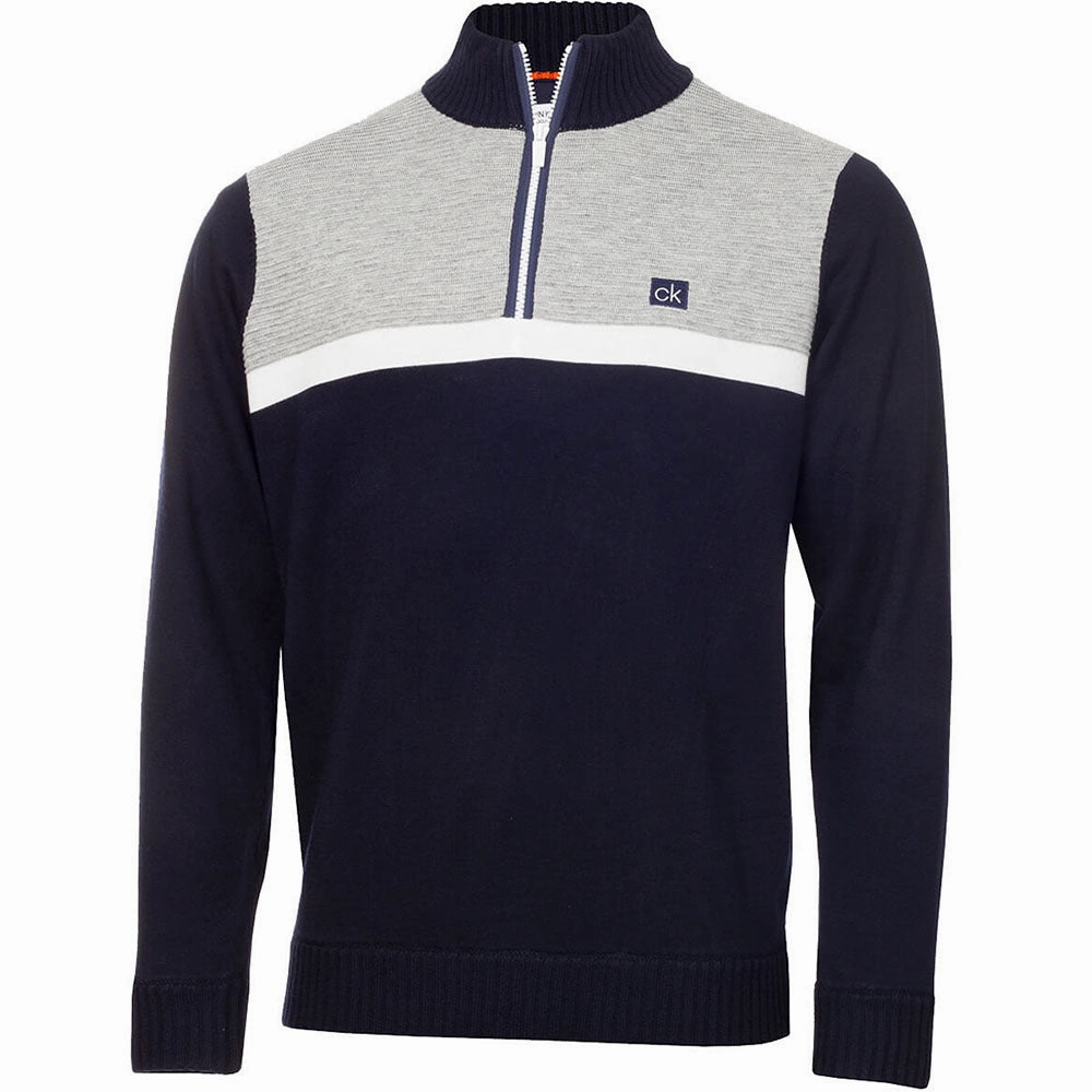 Running Gear Calvin Klein Magnet 1/2 Zip Lined Sweater - Navy/Grey Marl
