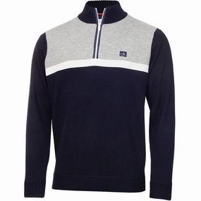Running Gear Calvin Klein Magnet 1/2 Zip Lined Sweater - Navy/Grey Marl