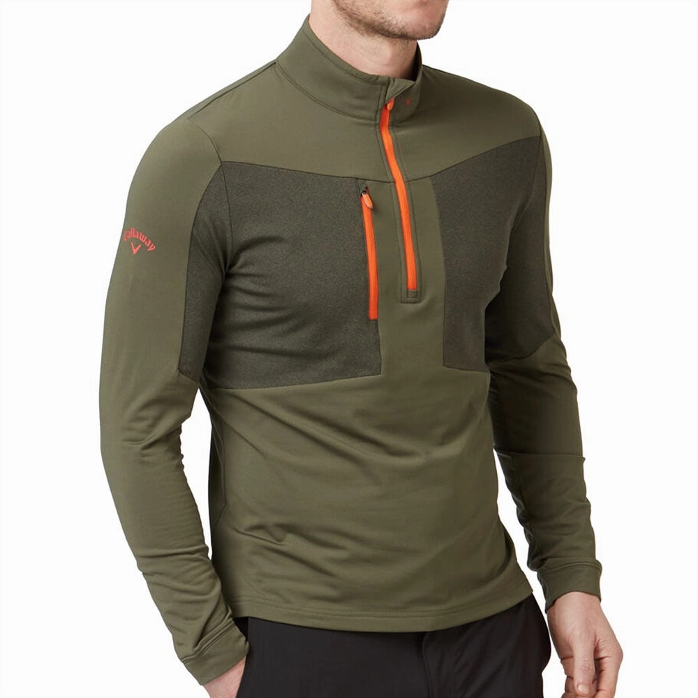 Callaway Aquapel 1/2 Zip Pullover Sweater - Black Lichen/Tigerlily product animal print wildness Sporty Fit