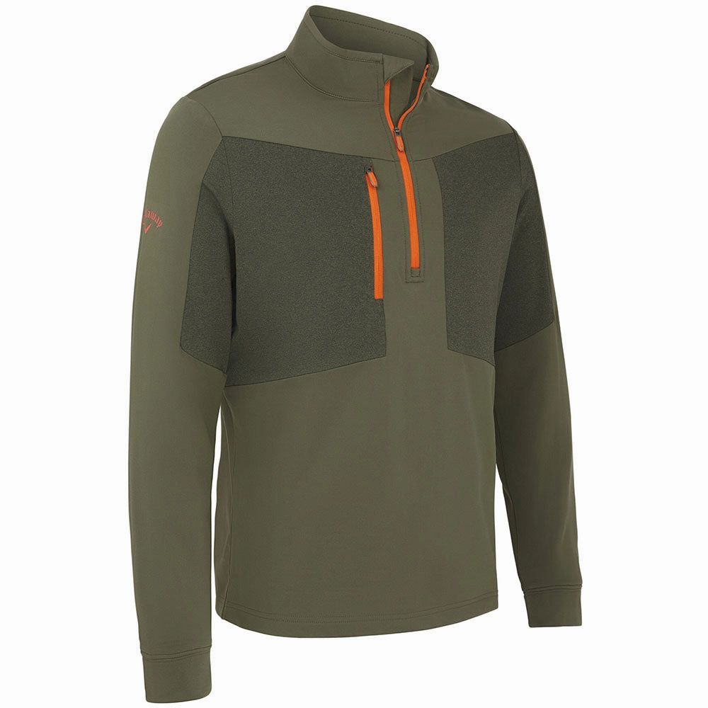 Core Chic Relaxed Layers Callaway Aquapel 1/2 Zip Pullover Sweater - Black Lichen/Tigerlily