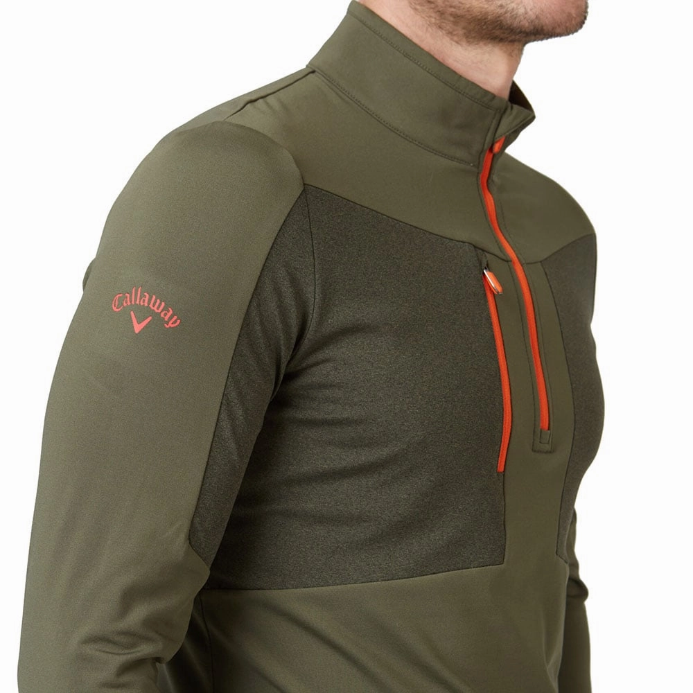 Quality control Callaway Aquapel 1/2 Zip Pullover Sweater - Black Lichen/Tigerlily