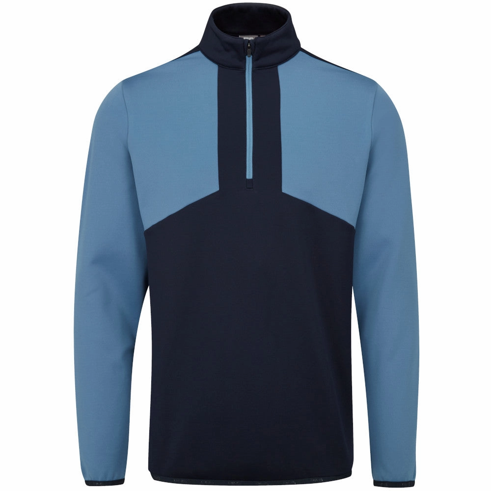 Layered Wear Luxury Ping Keon 1/2 Zip Pullover - Navy/Coronet Blue