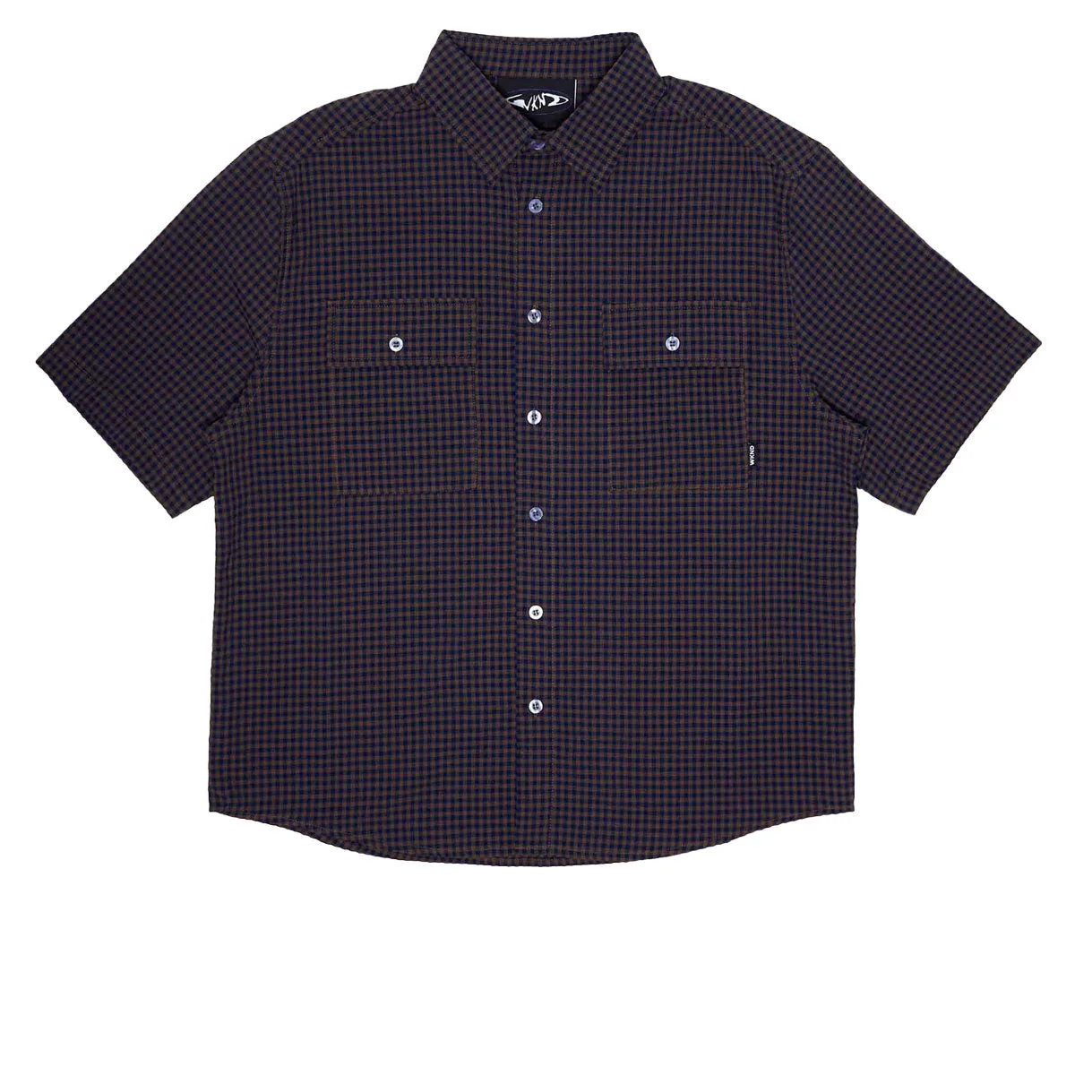 WKND Wilson Shirt - Navy/Brown Smooth zipper closure