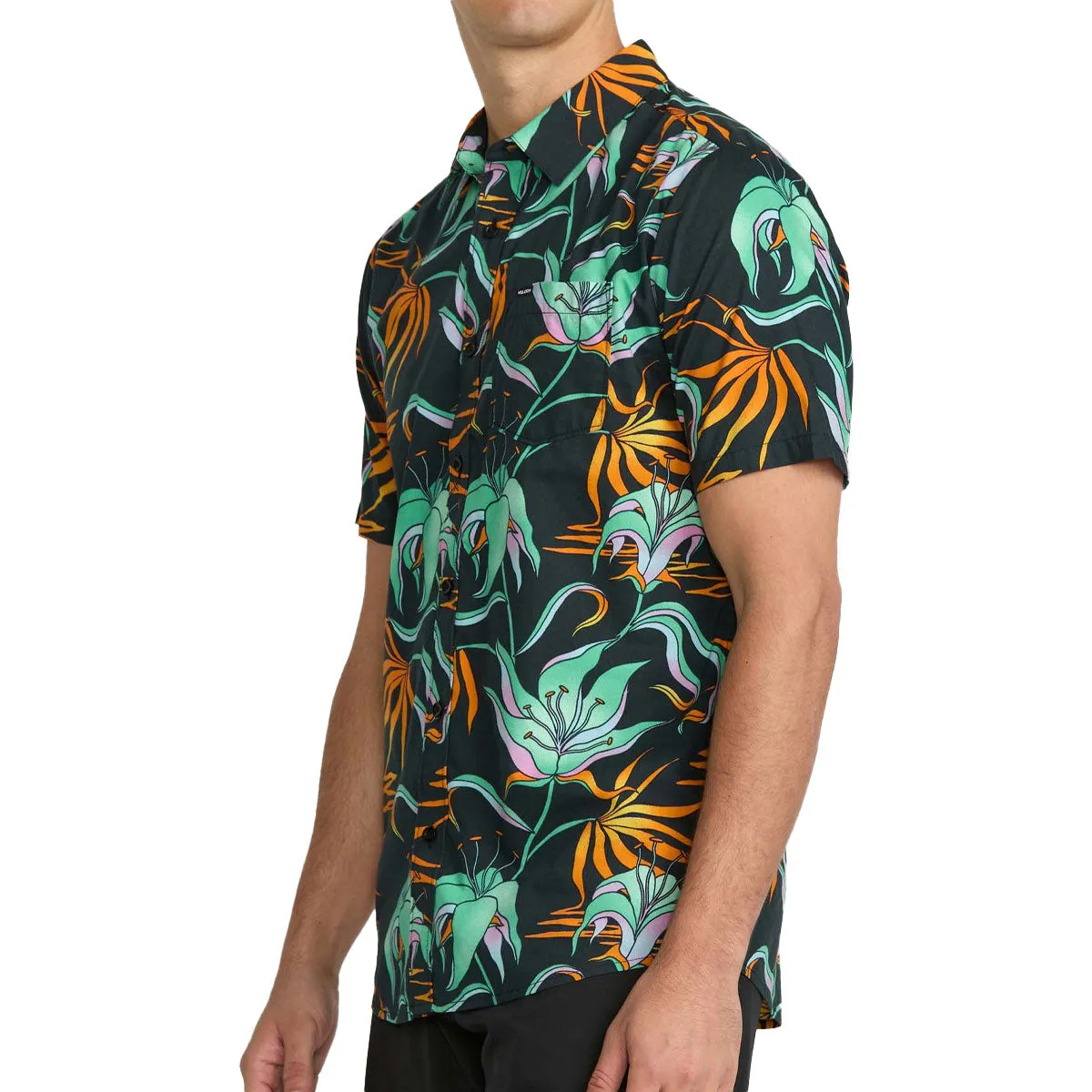 Volcom Brainmelter Floral Shirt - Black/Green Bamboo Fiber Blend Ethical production