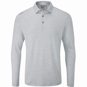 Ping Angus Long Sleeved Polo Shirt - Scuba Blue Multi Timeless Layer