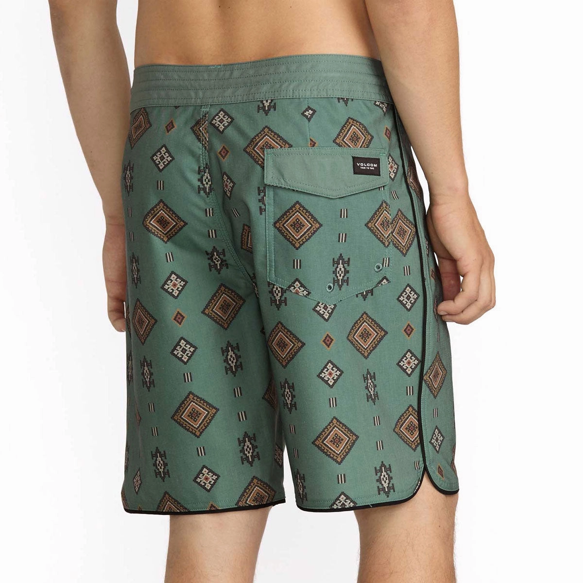 Tight Waist Slip Resistant Volcom Desert Dobby Stoney 19 Boardshorts - Light Olive